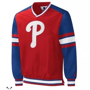 Men's Red Philadelphia Phillies Yardline Pullover
Windbreaker - size Medium ♥️⚾️